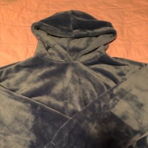 Cool Blue Fuzzy Cropped Sweatshirt